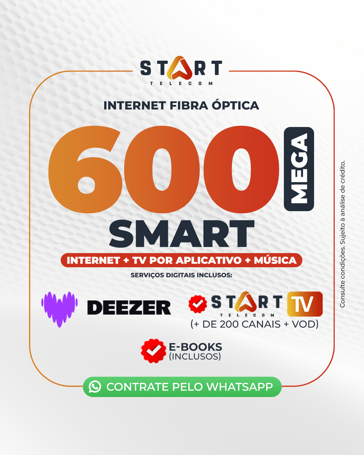 Plano 600Mbps Smart - Internet Fibra Óptica Start Telecom