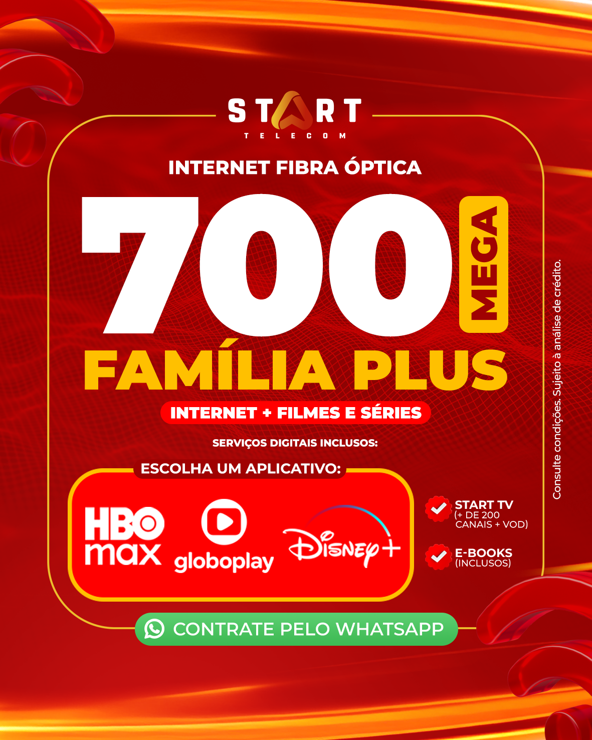 Plano 700Mbps Família Plus - Internet Fibra Óptica Start Telecom