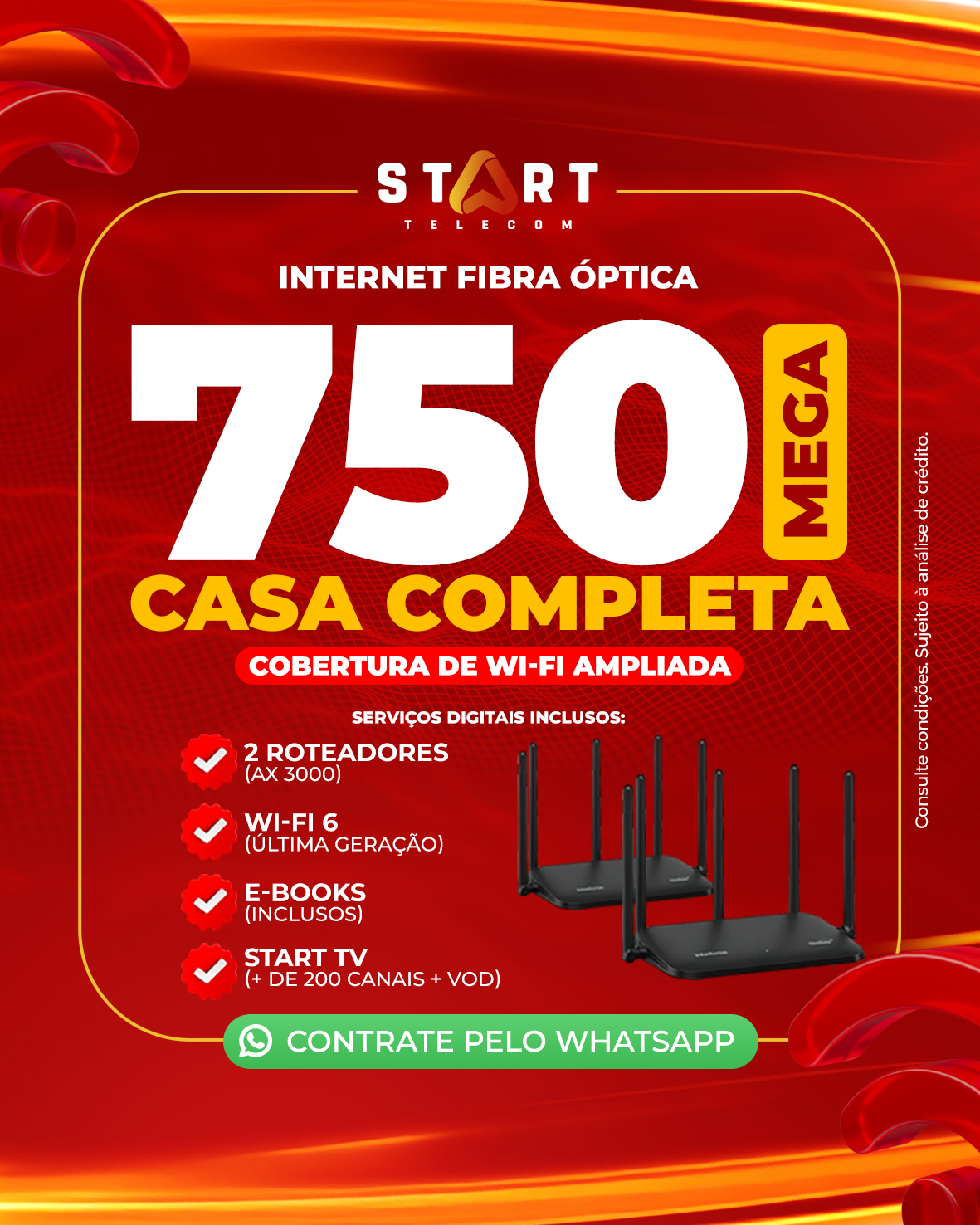 Plano 750Mbps Casa Completa - Internet Fibra Óptica Start Telecom